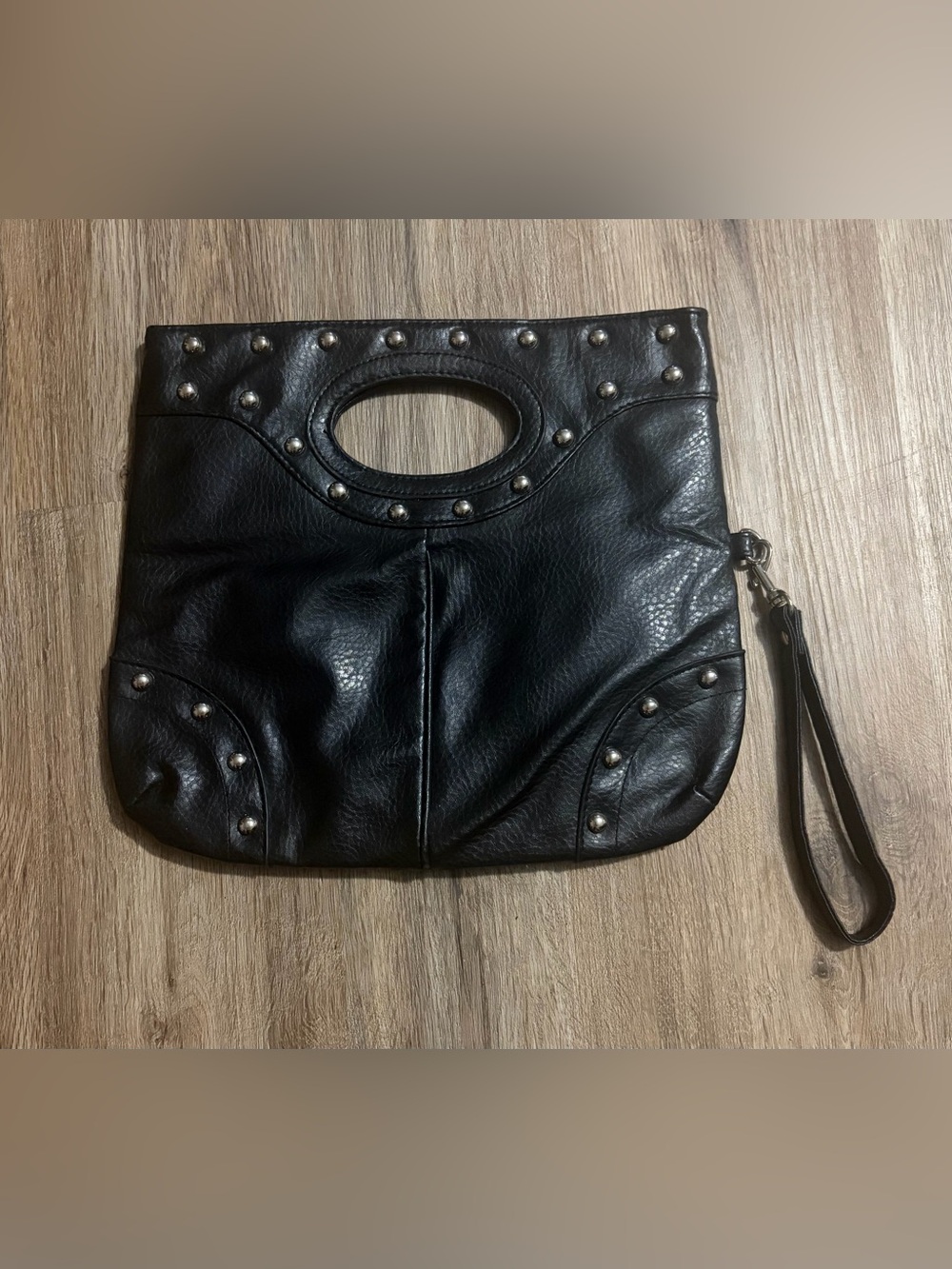 Black Studded Clutch/Wristlet Bag - No Brand Listed